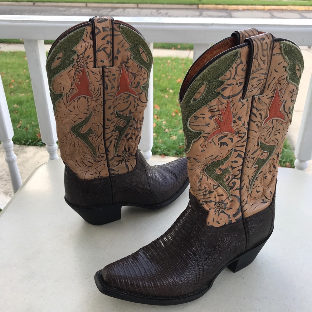 FRYE Lily Lizard Cowboy Cowgirl Boots Sz 6.5 EUC